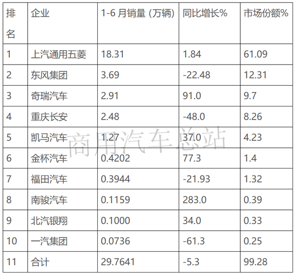 2019上半年微卡上汽通用五菱居首，市场向县乡倾斜