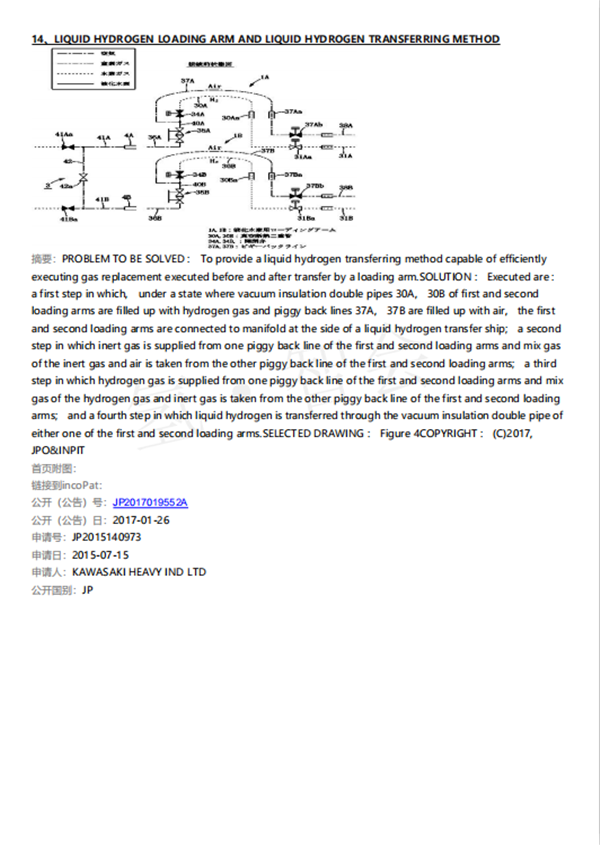 日本液氢船相关专利技术检索及说明（截止2020年2月14日）