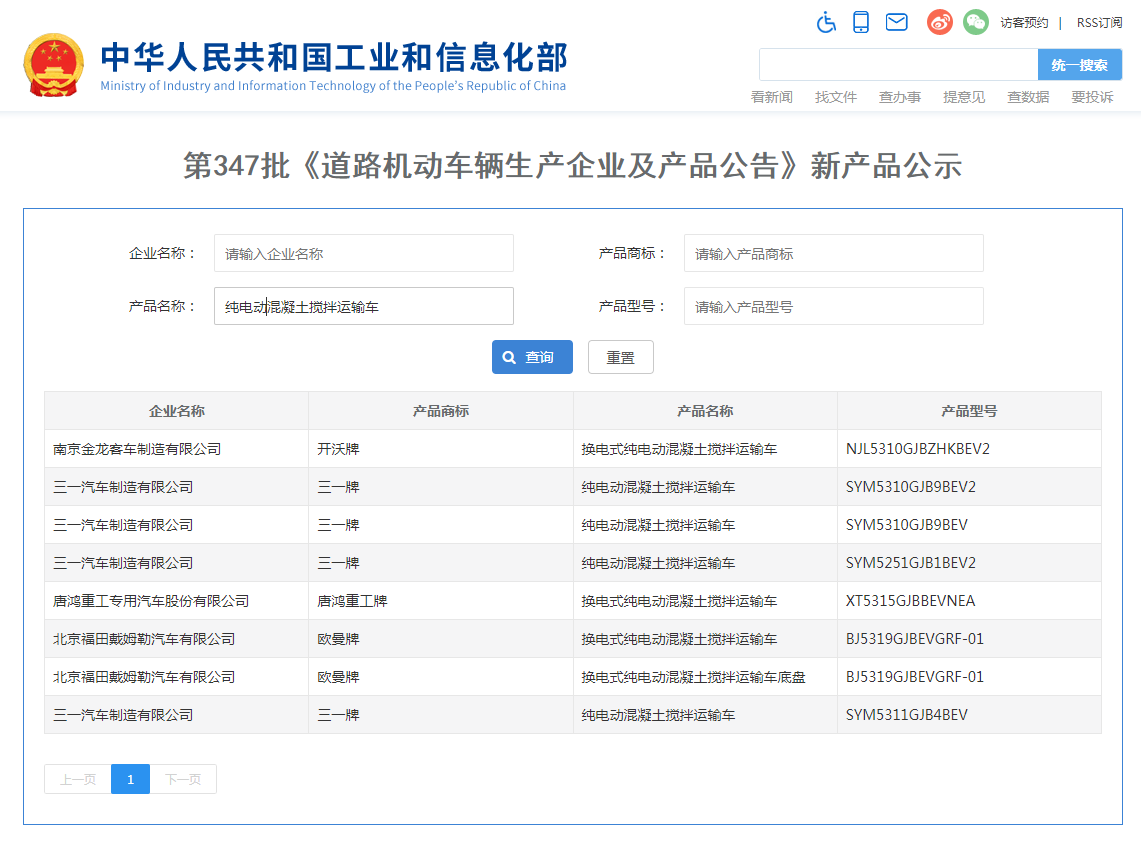 347批次汽车公告新品之新能源搅拌车分析