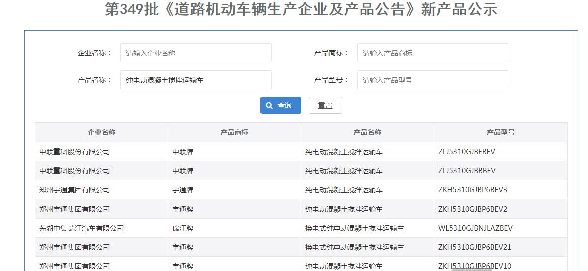 第349批公告看点：宇通领衔，车企纷纷落子新能源搅拌车
