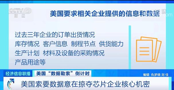 美国向多家芯片相关企业“勒索”数据！掠夺“商业机密”，意欲何为？