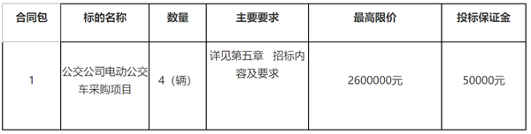 福建省武夷山市公交公司电动公交车采购项目公开招标公告