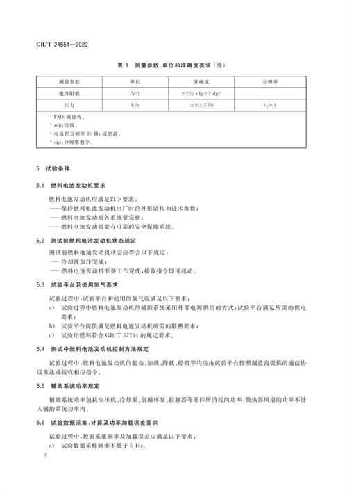 国标GB/T 24554-2022《燃料电池发动机性能试验方法》全文发布