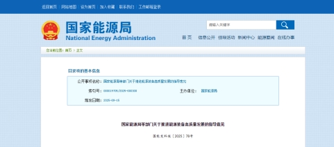 国家能源局：推动氢能、储能装备规模化应用